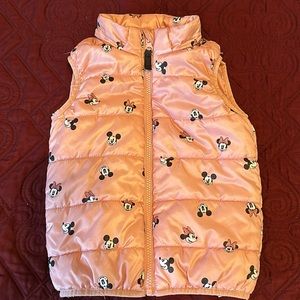 Disney Mickey Mouse toddler Girls Puffer Vest with hood attached.